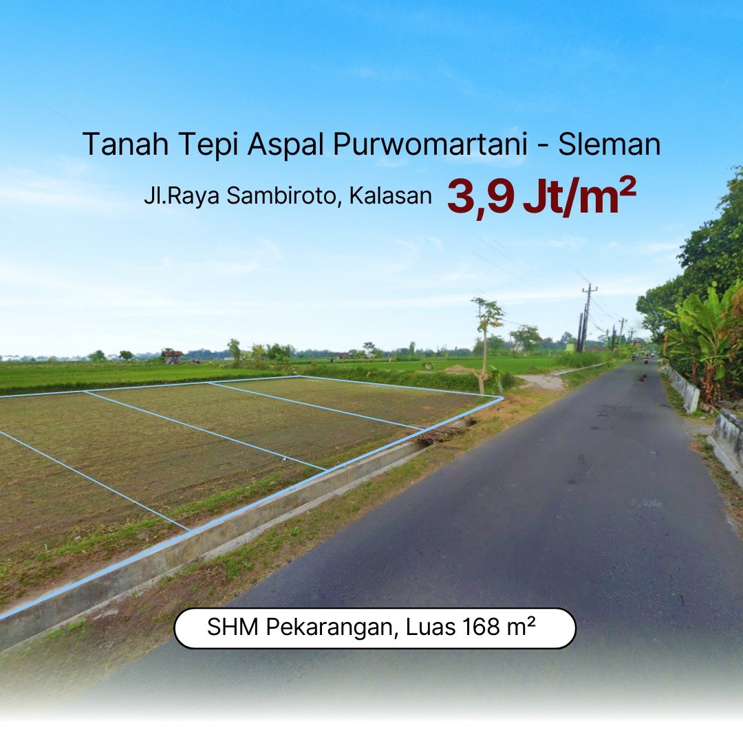 Purwomartani Sleman tanah dekat kampus UNRIYO Tajem, SHM P unit 3 jtan - Property listing thumbnail
